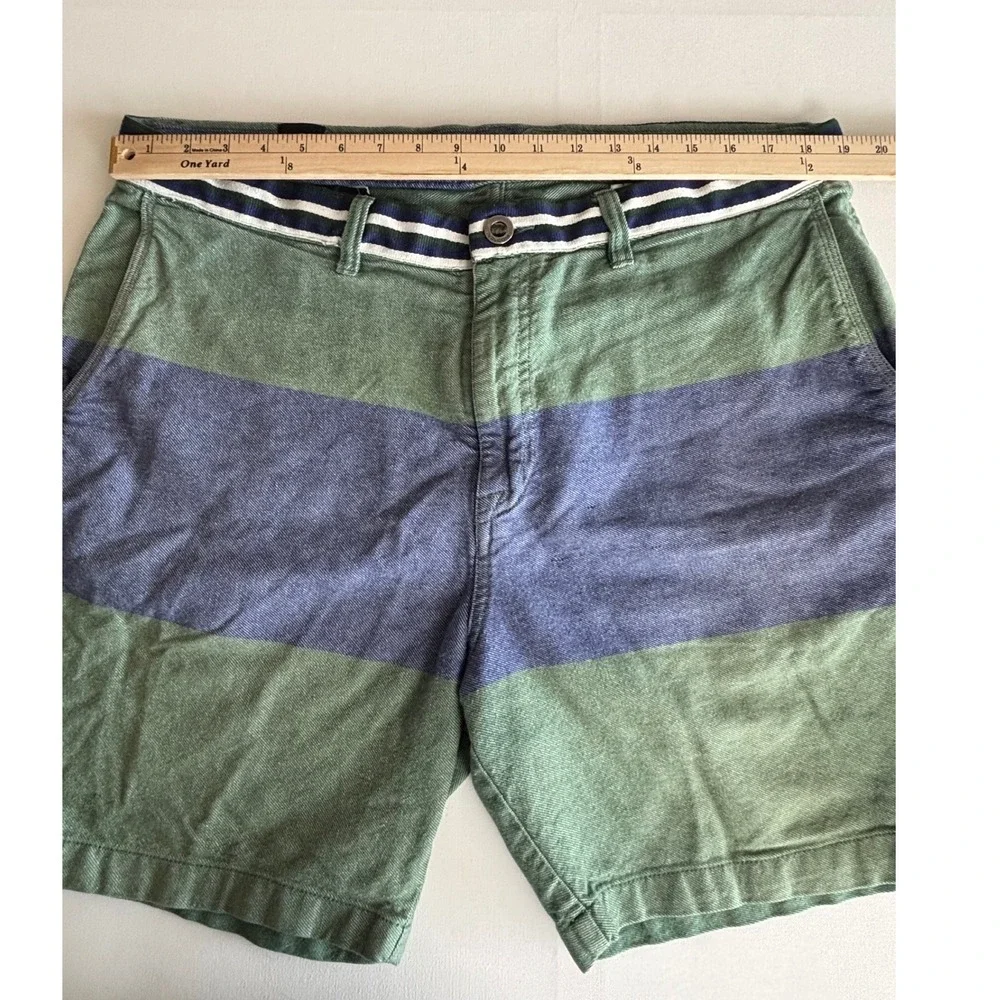 Volcom‎ Mens Chino Shorts Size 38 Green Blue Colorblock Striped Twill Skate Surf